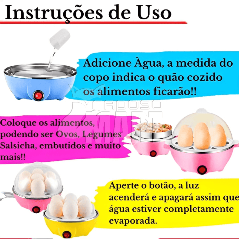 Cozedor de Ovos Elétrico Multifuncional - Raposo