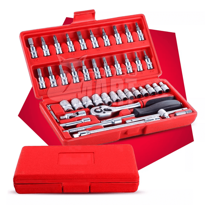 Kit Reparador 1/4 c/ 46 Peças Aço & Maleta - Raposo