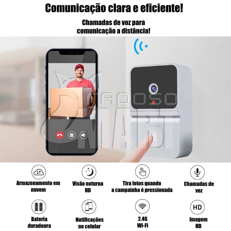 Campainha de vídeo inteligente Wi-Fi - Raposo